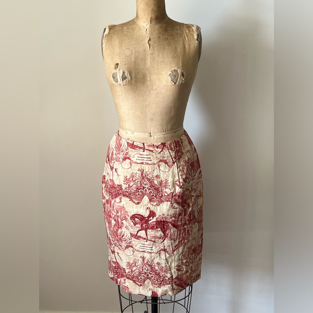Vintage Parisian Equestrian Linen Skirt